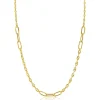 New Zinzi gold plated zilveren marine schakel ketting, gecombineerd met grotere ovale schakels 42-45cm ZIC2413G