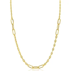 New Zinzi gold plated zilveren marine schakel ketting, gecombineerd met grotere ovale schakels 42-45cm ZIC2413G
