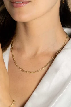 New Zinzi gold plated zilveren marine schakel ketting, gecombineerd met grotere ovale schakels 42-45cm ZIC2413G