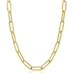 Hot Zinzi gold plated zilveren schakelketting 45cm met schakels van 7mm lang ZIC2533G