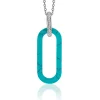 Sale Zinzi grote ovale hanger 38mm in trendy turquoise en luxe zilveren hangoog ZIH2456T (zonder collier)