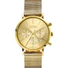 Discount Zinzi horloge CHRONOGRAPH 34mm geelgoudkleurige wijzerplaat met datum en chronometers, geelgoudkleurige stalen kast, geelgoudkleurige stalen mesh band 18mm ZIW1510
