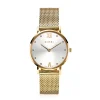 Online Zinzi Lady Crystal horloge zilvergekleurde wijzerplaat, geelgoudkleurige kast en stalen mesh band, witte crystals bij uuraanduiding, 28mm extra dun ZIW633M