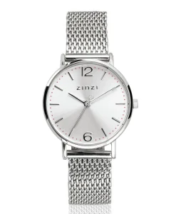 Best Zinzi Lady horloge zilvergekleurde wijzerplaat en kast stalen mesh band 28mm extra dun ZIW602M