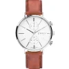 Sale Zinzi Man watch Traveller white witte wijzerplaat stalen kast bruine leren band 39mm dual time ZIW740