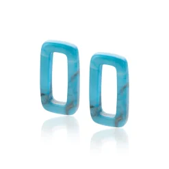 Hot Zinzi oorbedels rechthoek 16mm turquoise howliet ZICH2228 (zonder oorringen)