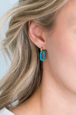 Hot Zinzi oorbedels rechthoek 16mm turquoise howliet ZICH2228 (zonder oorringen)
