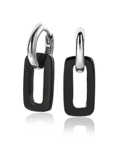 Best Zinzi oorbedels rechthoek 16mm zwart onyx ZICH2227 (zonder oorringen)