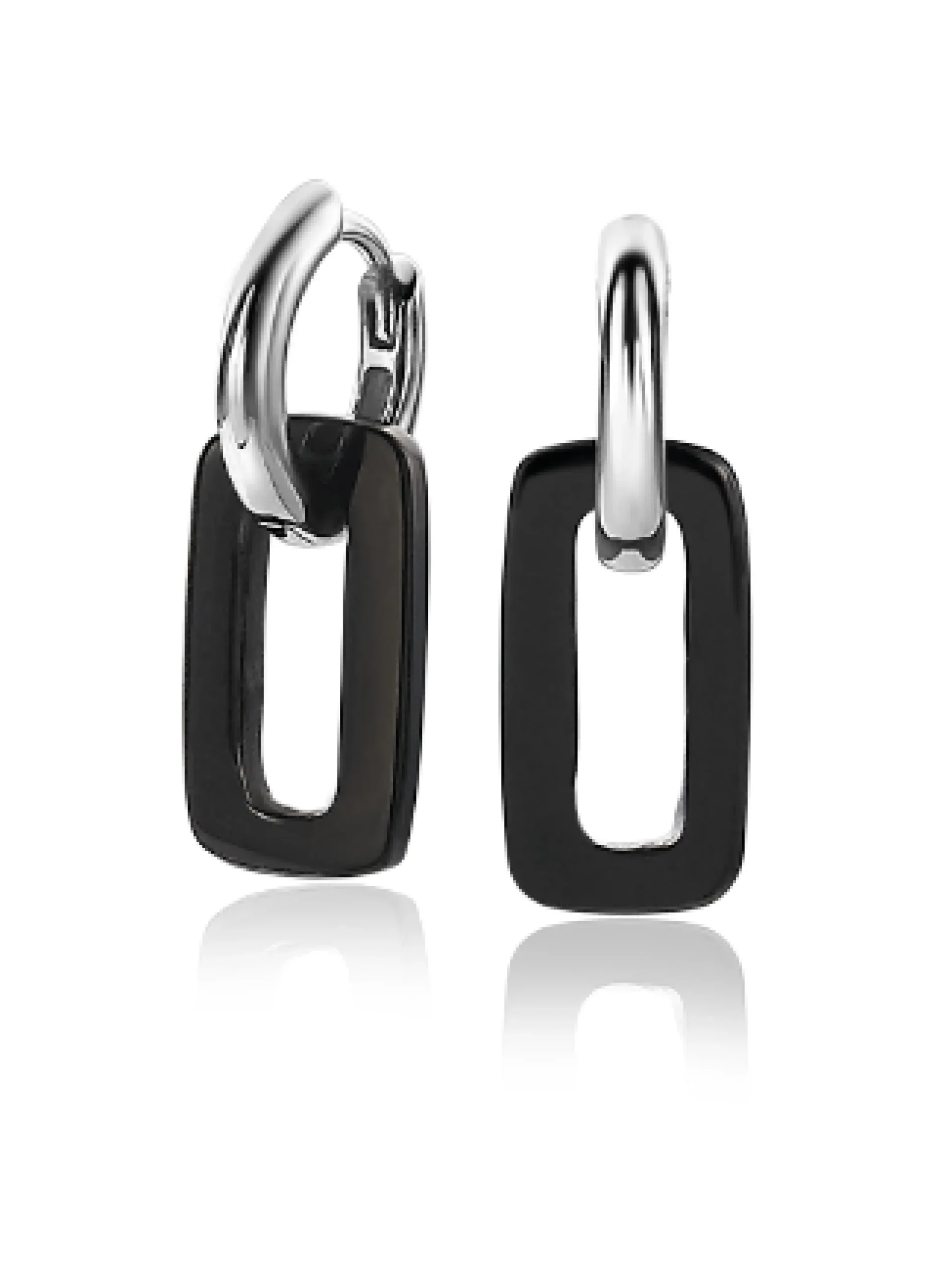 Best Zinzi oorbedels rechthoek 16mm zwart onyx ZICH2227 (zonder oorringen)