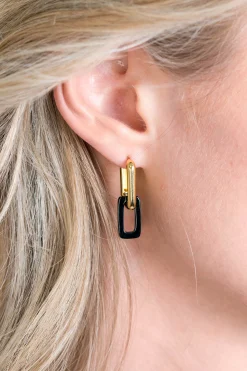 Best Zinzi oorbedels rechthoek 16mm zwart onyx ZICH2227 (zonder oorringen)