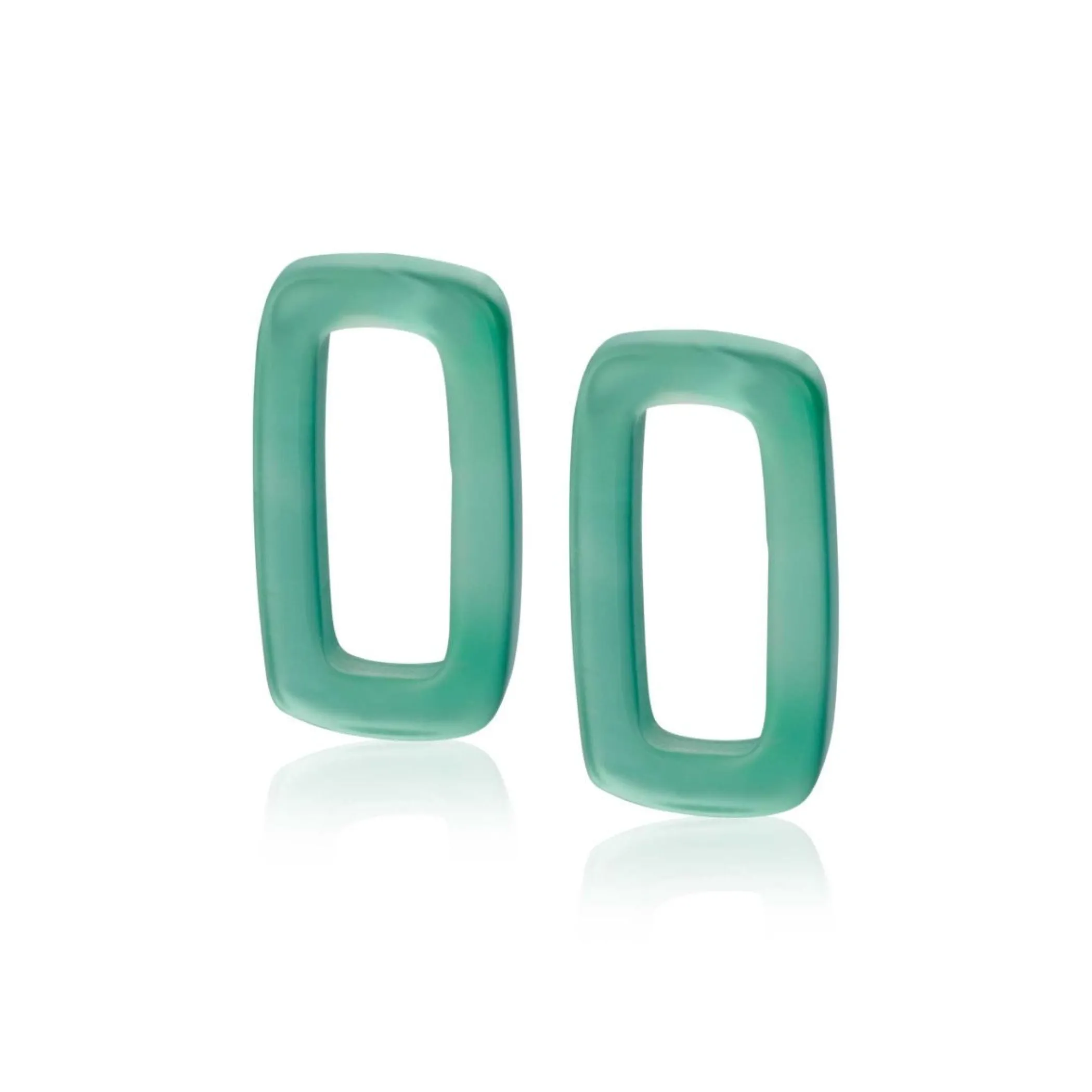 New Zinzi oorbedels rechthoek 16mm groen agaat ZICH2226 (zonder oorringen)