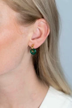 Best Zinzi oorbedels rond 12mm groen agaat ZICH2274G (zonder oorringen)