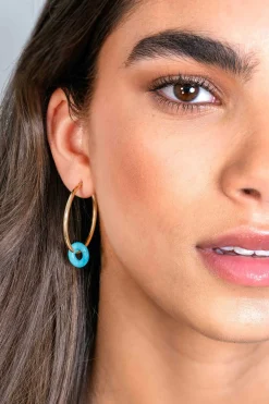 Online Zinzi oorbedels rond 12mm met turquoise howliet edelsteen ZICH2274T (zonder oorringen)