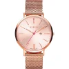 Sale Zinzi Retro horloge roségoudkleurige wijzerplaat en kast stalen mesh band roségoudkleurig 38mm extra dun ZIW405M