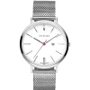 Best Zinzi Retro horloge witte wijzerplaat stalen kast zilvergekleurd stalen mesh band zilvergekleurd 38mm extra dun ZIW406M