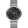 Online Zinzi Retro horloge zwarte wijzerplaat zilvergekleurde kast stalen mesh band 38mm extra dun ZIW401M