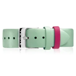 Discount Zinzi Retro leren horlogeband mintgroen stalen sluiting 18mm RETBAND22