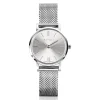 Sale Zinzi Retro Mini horloge zilvergekleurde wijzerplaat, zilverkleurige kast en stalen mesh band, 24mm extra dun ZIW1802