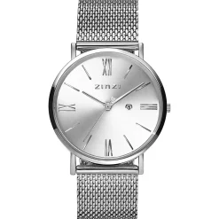 Sale Zinzi Roman horloge zilvergekleurde wijzerplaat en kast stalen mesh band 34mm extra dun ZIW502M