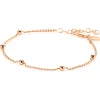Discount Zinzi rosé plated zilveren gourmet schakelarmband met vijf glanzende bolletjes (3mm breed) ZIA2714R