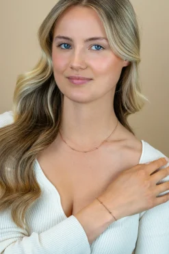 Discount Zinzi rosé plated zilveren gourmet schakelarmband met vijf glanzende bolletjes (3mm breed) ZIA2714R