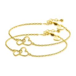 Discount Zinzi set van 2 gold-plated zilveren armbanden met 2 verbonden hartjes 16,5-19,5cm ZIA2513G-SET