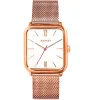 Online Zinzi Square Roman horloge witte wijzerplaat en rechthoekige roségoudkleurige kast stalen mesh band 32mm extra dun ZIW808M