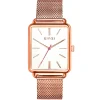 New Zinzi Vintage Retro horloge witte wijzerplaat en rechthoekige roségoudkleurige kast stalen mesh band 34mm extra dun ZIW908M