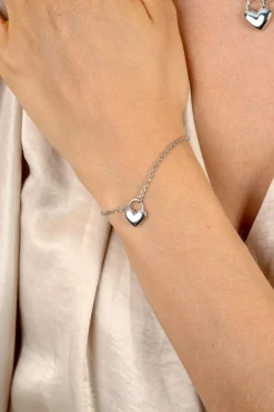 Best Zinzi zilveren schakelarmband met hartvormige slot hanger 17-20cm ZIA2673