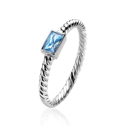 Online Zinzi zilveren aanschuifring gedraaid blauw 3mm ZIR1901