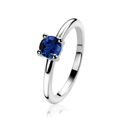 Online Zinzi zilveren aanschuifring rond donkerblauw ZIR1300Q