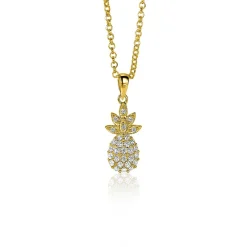 Sale Zinzi zilveren ananas hanger 14K geel verguld wit 18mm ZIH2084 (zonder collier)