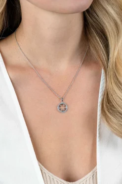 New Zinzi zilveren anker ketting met luxe klaver hanger (15mm) rondom bezet met witte zirconia's 45-48cm ZIC2617