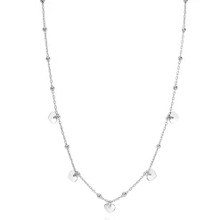 Hot Zinzi zilveren ankerketting met kleine bolletjes en vijf gladde hartjes 42-45cm ZIC2531