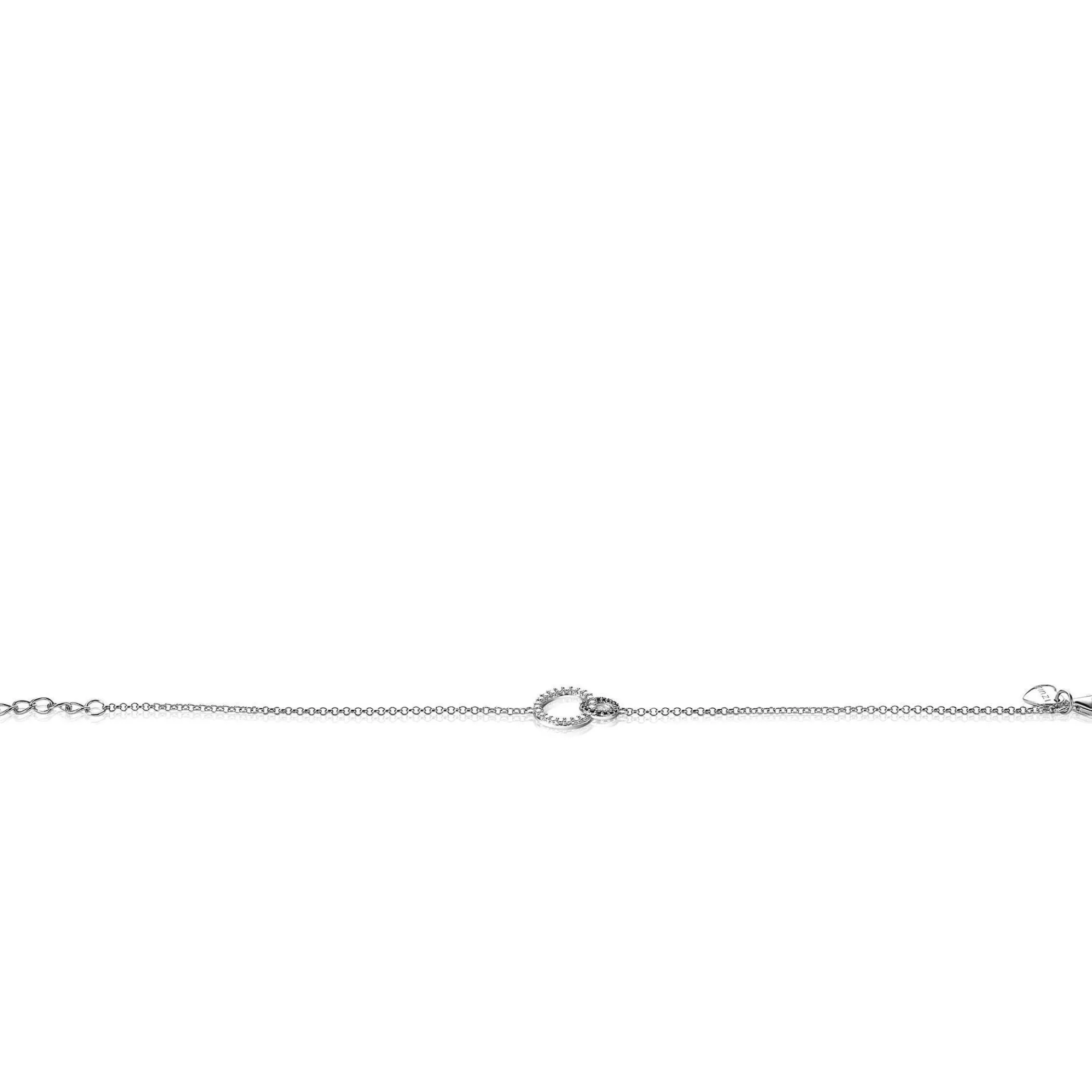 Online Zinzi zilveren armband 2 open rondjes verbonden zwart wit ZIA1987