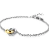Online Zinzi zilveren armband bicolor schakel met twee ringen verbonden 18-21cm ZIA2102