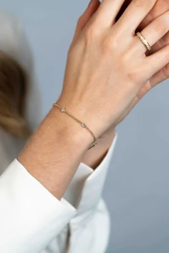 Zinzi zilveren armband extra 14K geel verguld gourmet schakel met witte ronde zirconia's ZIA2263G