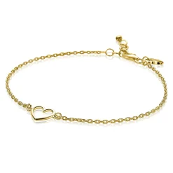 Sale Zinzi zilveren armband geel verguld met open hartje ZIA1420G