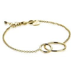 Outlet Zinzi zilveren armband geel verguld ronde vormen 16-19cm ZIA1278G