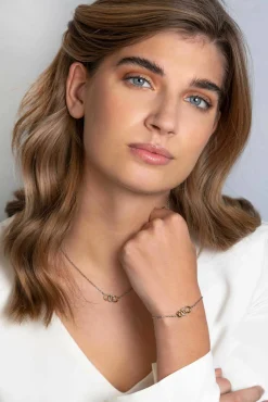 Sale Zinzi zilveren armband geel verguld 3 open rondjes verbonden wit ZIA2045Y