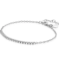 New Zinzi zilveren armband, in het midden bezet met 21 witte zirconia's 16-19cm ZIA2370