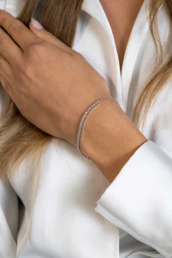 New Zinzi zilveren armband, in het midden bezet met 21 witte zirconia's 16-19cm ZIA2370