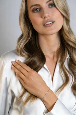 New Zinzi zilveren armband, in het midden bezet met 21 witte zirconia's 16-19cm ZIA2370
