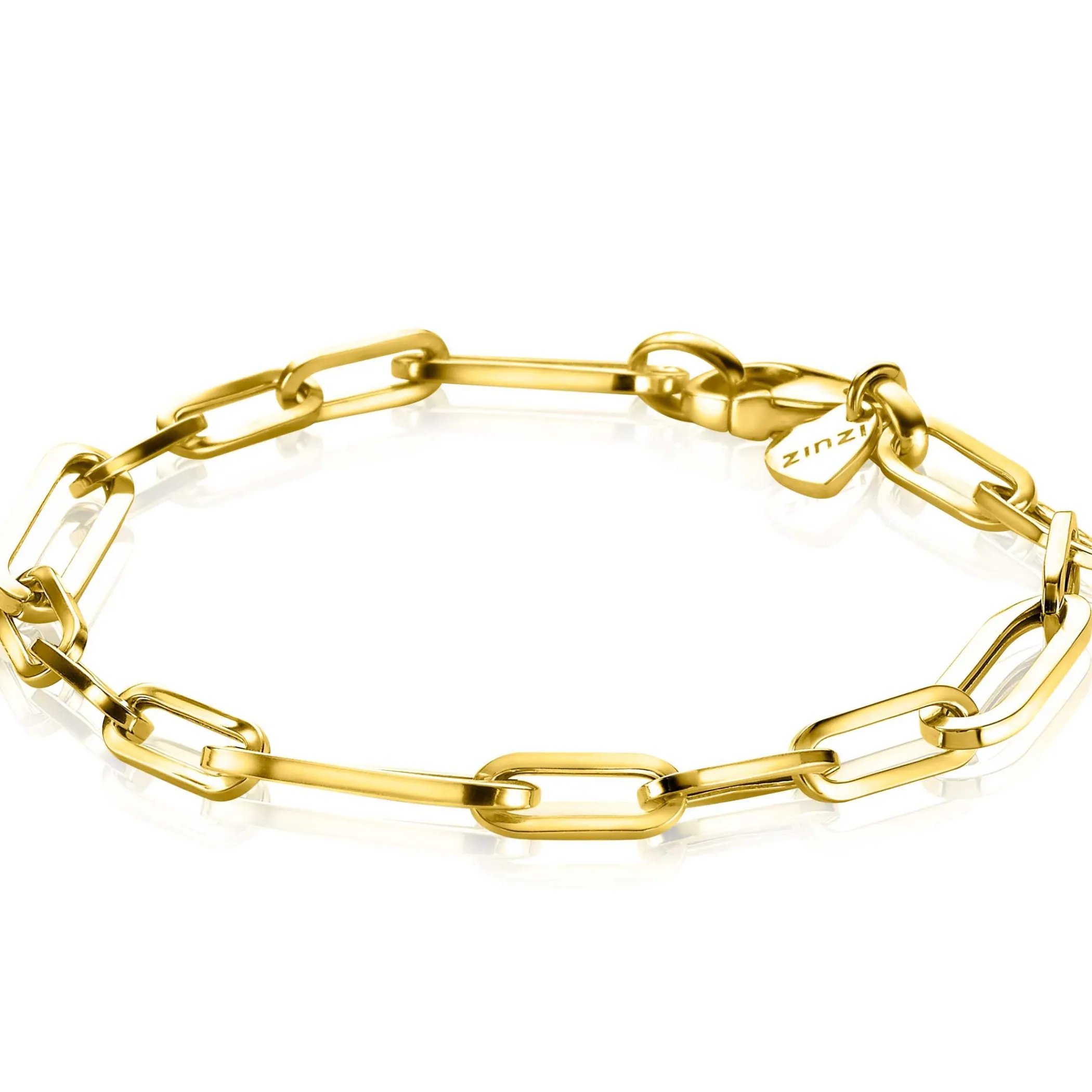 Clearance Zinzi zilveren armband in 14K geel verguld met ovale closed for ever schakels 6mm breed ZIA1990G