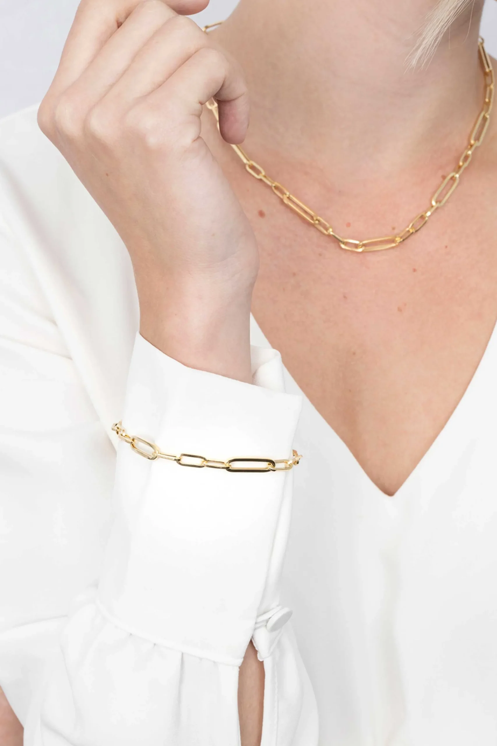 Clearance Zinzi zilveren armband in 14K geel verguld met ovale closed for ever schakels 6mm breed ZIA1990G