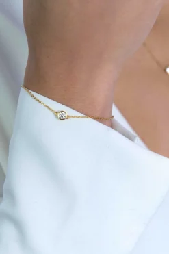 Outlet Zinzi zilveren armband 14K geel verguld rond wit ZIA1393Y
