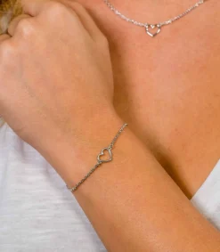 Clearance Zinzi zilveren armband met open hartje ZIA1420