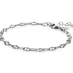 Discount Zinzi zilveren armband met paperclip schakels 4mm, gedecoreerd met speelse bolletjes 17-20cm ZIA2586