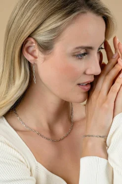 Discount Zinzi zilveren armband met paperclip schakels 4mm, gedecoreerd met speelse bolletjes 17-20cm ZIA2586