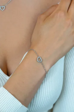 Hot Zinzi zilveren armband met open hartje (9,5mm) voorzien van een bolstructuur 17-20cm ZIA2703
